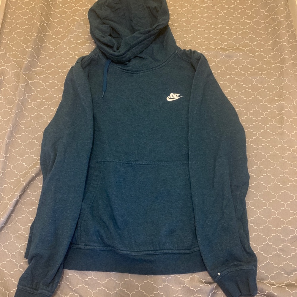 Dark teal Nike sweatshirt with slight turtle neck